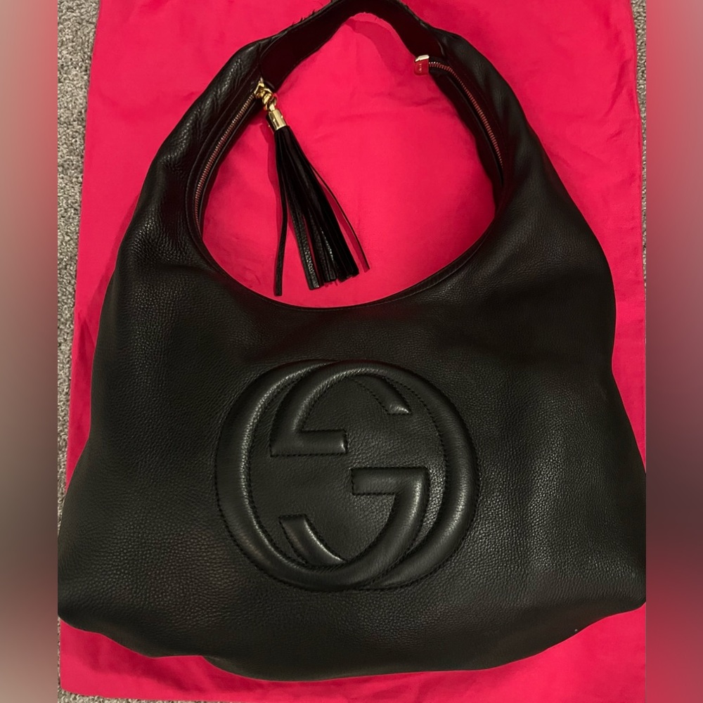 Black Gucci Hobo Embossed Large Bag